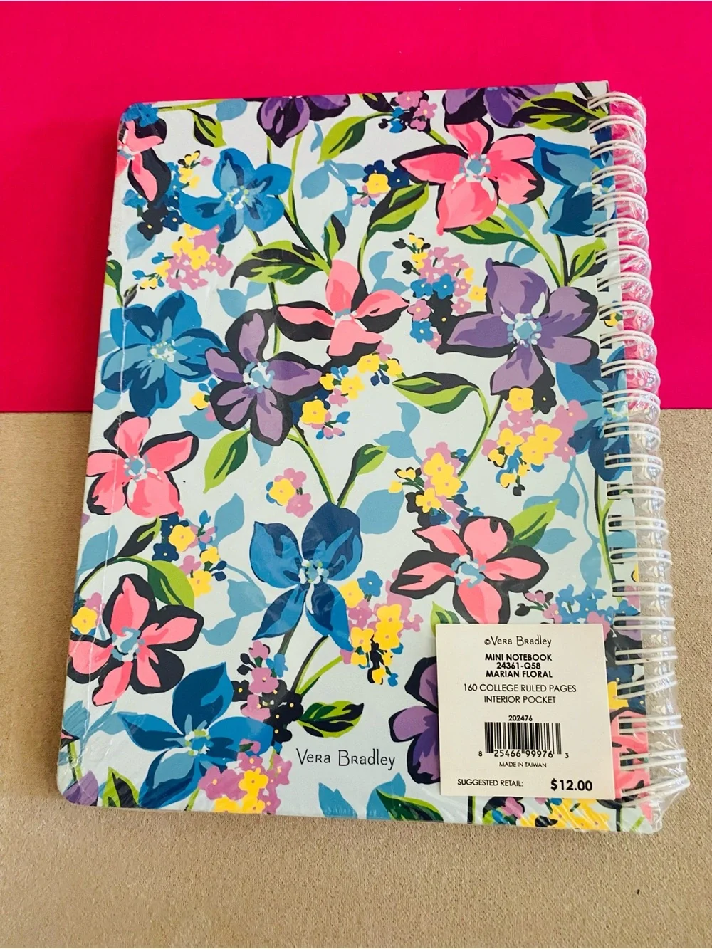 Vera Bradley Mini Spiral Notebook NWT. Marian Floral. 160 pages
